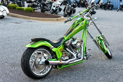 Green chopper motorcycle