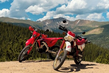 New and old dual sport motorcycles