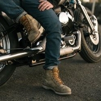 leather boots on motorcycle