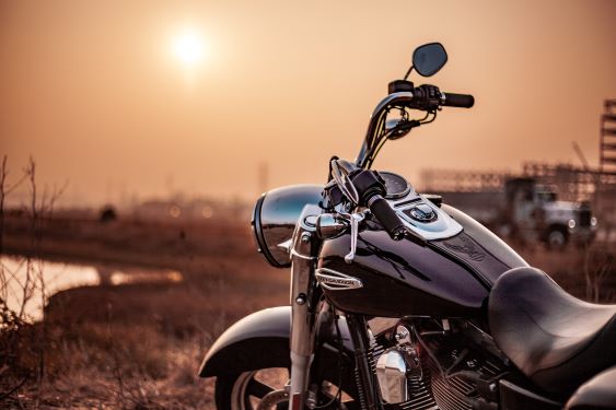 motorcycle with a sunset